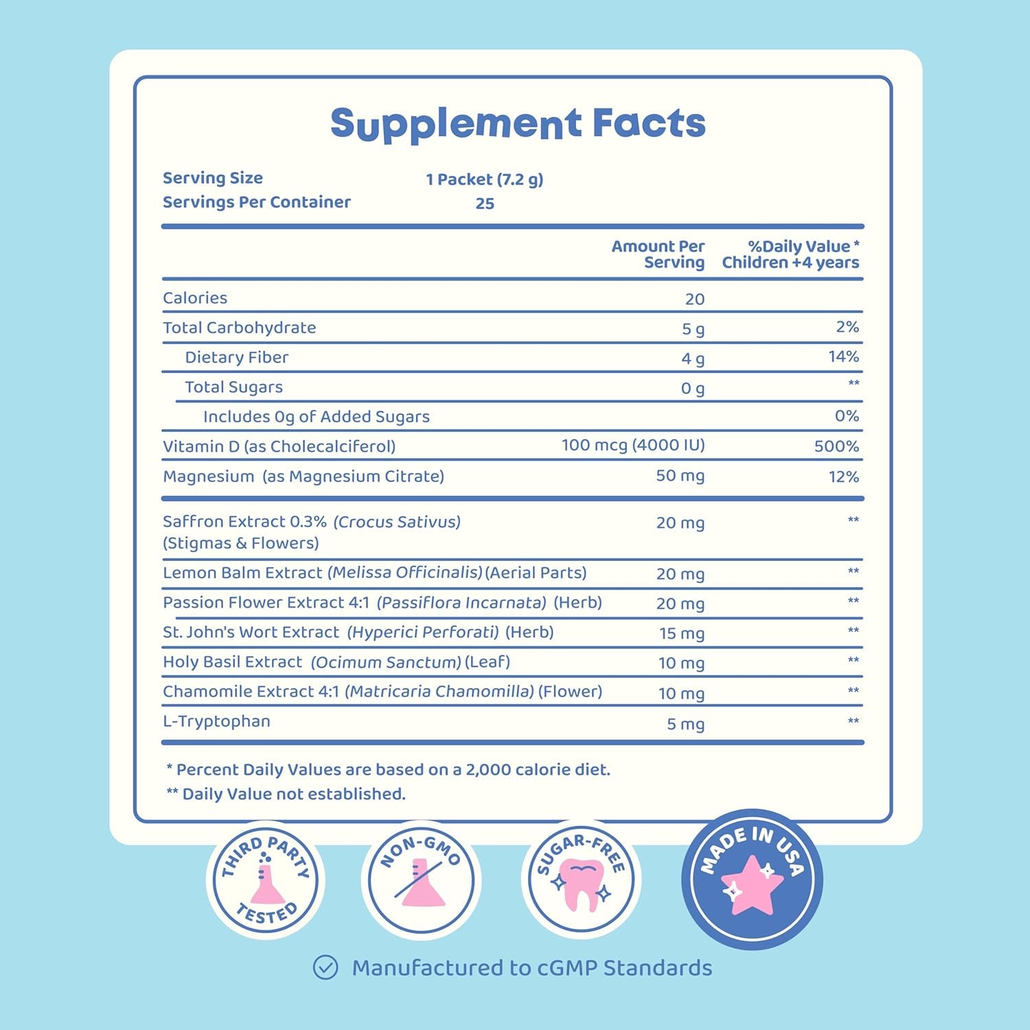 Pixie Sticks with Saffron & GABA for Kids | Mood Balance Supplements for Kids | Sugar-Free Powder Candy New Flavor Cherry Lime (25 Servings)