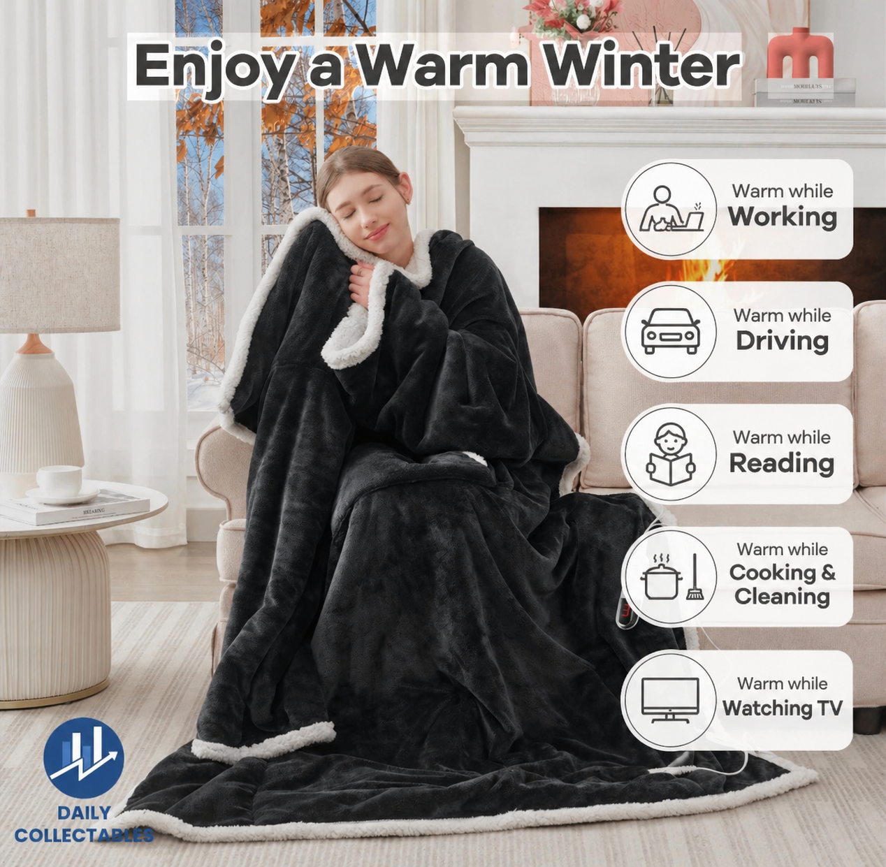 Daily Collectables™ ''Never Feel Cold Again'' - Luxury Quality Heated Full Body Blanket Robe