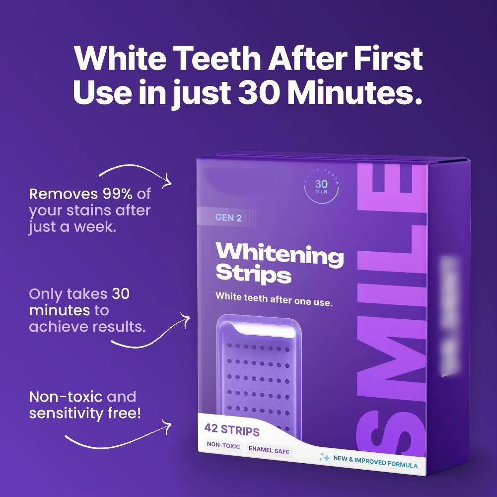 42Strips Purple Whitening Tooth Patch Fresh Breath Tooth Brightening Stickers Remove Yellow Stains for Smokers & Coffee Drinkers