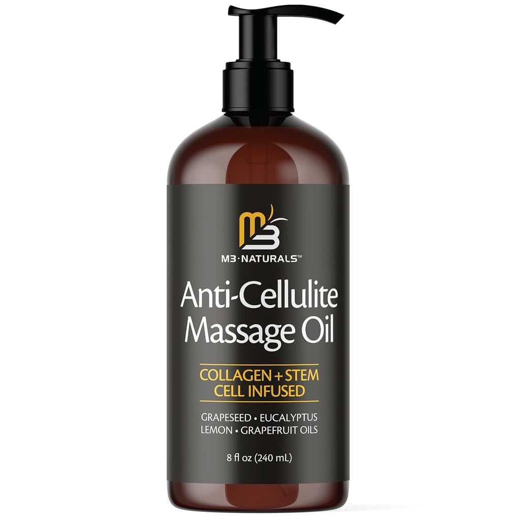 Firming Body Massage Oil with Collagen & Stem Cell – Helps Smooth the Appearance of Cellulite & Improve Skin Texture – Refreshing Aromatherapy Body Oil for Legs & Full Body – 8 Fl Oz by