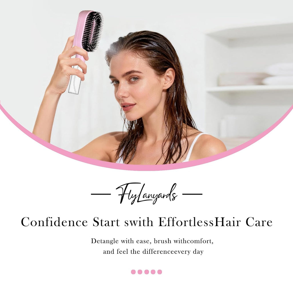 2-In-1 Detangler Hair Brush, with Built-In Mister Spray, Wet & Dry Detangling Brush for Curly, Wavy & Straight Hair | No-Tangle Anti-Frizz Hair Care Brush,Water Reservoir 50Ml. (Pink)