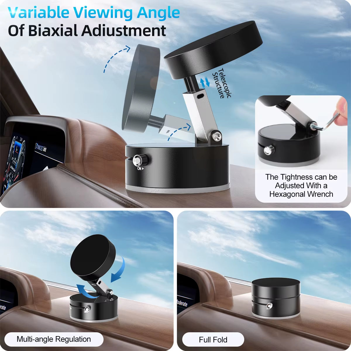 Fonken Vacuum Suction Magnetic Phone Holder with 360 Degree Rotation Handsfree Magnetic Foldable Phone Mount Mobile Phone Holder