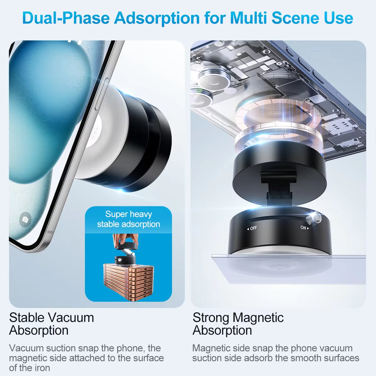 Fonken Vacuum Suction Magnetic Phone Holder with 360 Degree Rotation Handsfree Magnetic Foldable Phone Mount Mobile Phone Holder