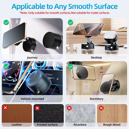 Fonken Vacuum Suction Magnetic Phone Holder with 360 Degree Rotation Handsfree Magnetic Foldable Phone Mount Mobile Phone Holder