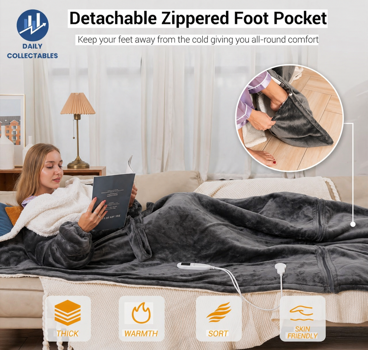 Daily Collectables™ ''Never Feel Cold Again'' - Luxury Quality Heated Full Body Blanket Robe