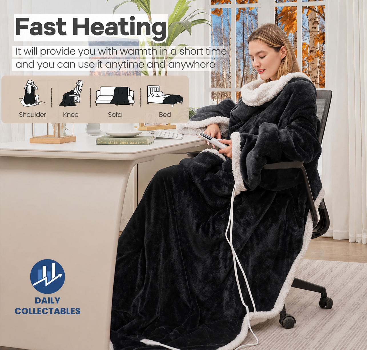 Daily Collectables™ ''Never Feel Cold Again'' - Luxury Quality Heated Full Body Blanket Robe