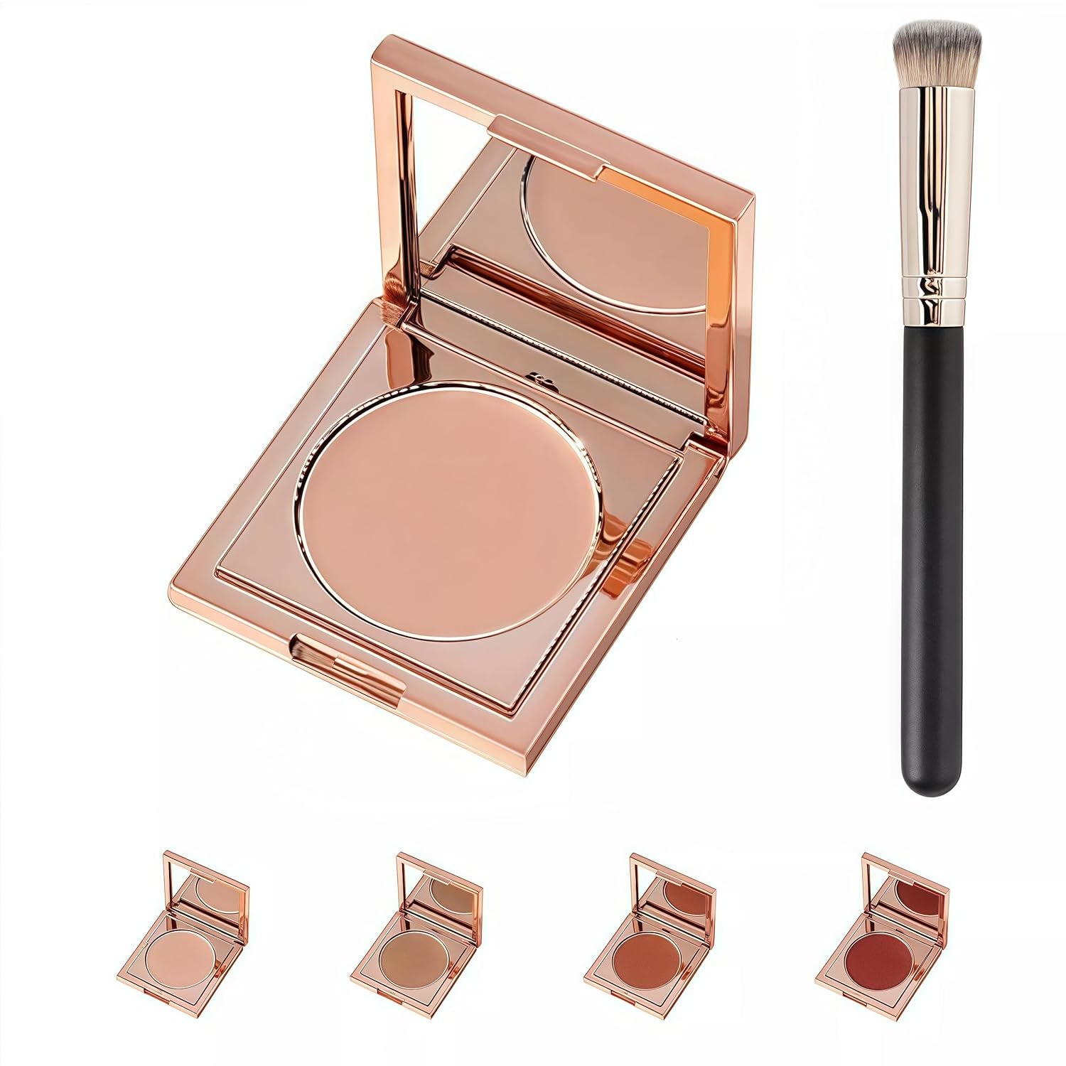 Colored Clay CC Undereye Corrector, under Eye Concealer with Brush, Dark Circle Defense, under Eye Color Corrector for Dark Circles (Light-Medium Peach, with Brush)
