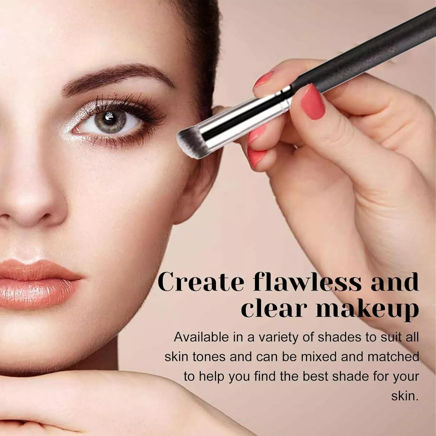 Colored Clay CC Undereye Corrector, under Eye Concealer with Brush, Dark Circle Defense, under Eye Color Corrector for Dark Circles (Light-Medium Peach, with Brush)