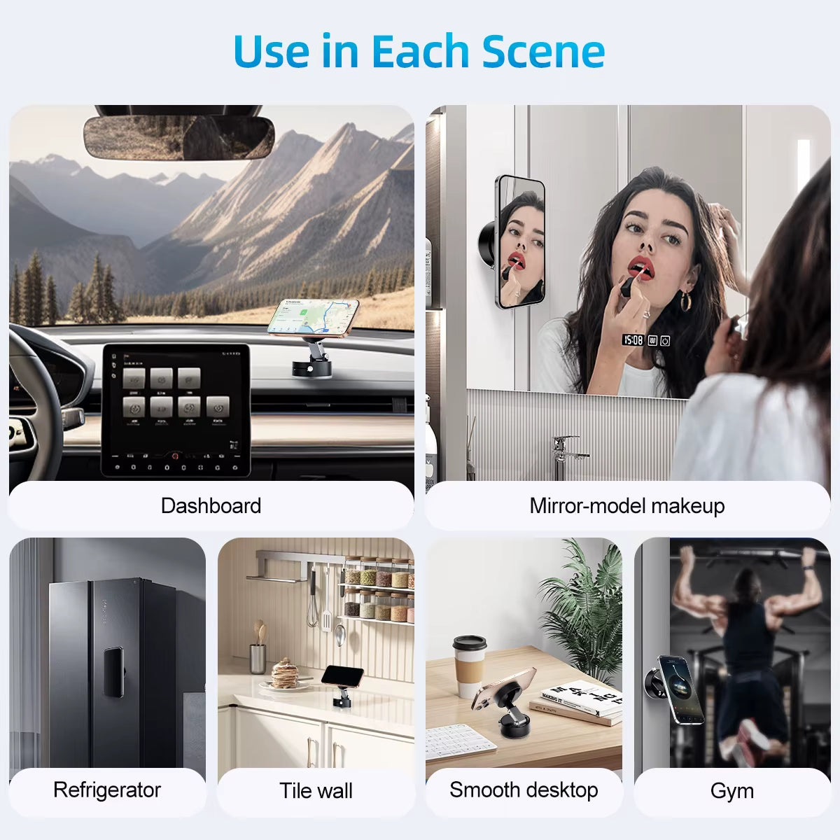 Fonken Vacuum Suction Magnetic Phone Holder with 360 Degree Rotation Handsfree Magnetic Foldable Phone Mount Mobile Phone Holder