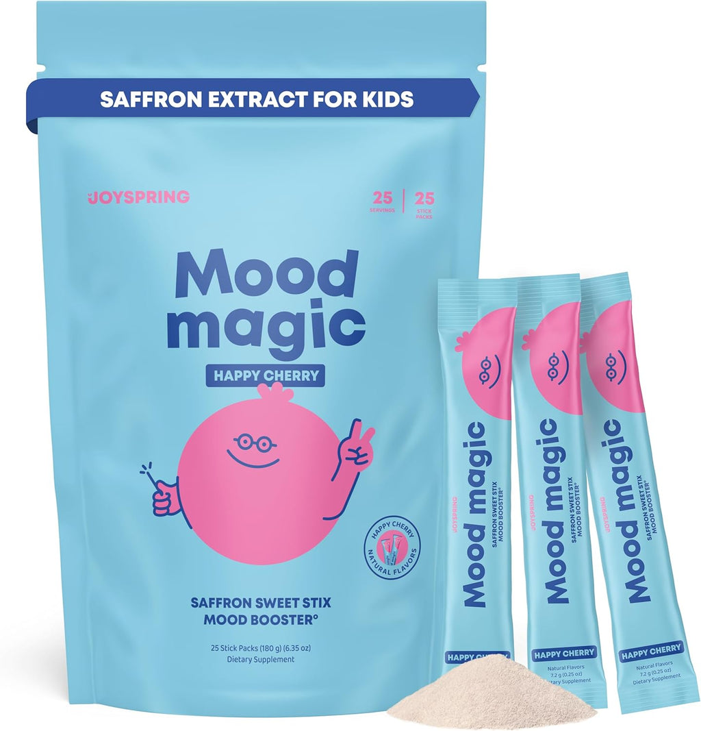 Pixie Sticks with Saffron & GABA for Kids | Mood Balance Supplements for Kids | Sugar-Free Powder Candy New Flavor Cherry Lime (25 Servings)