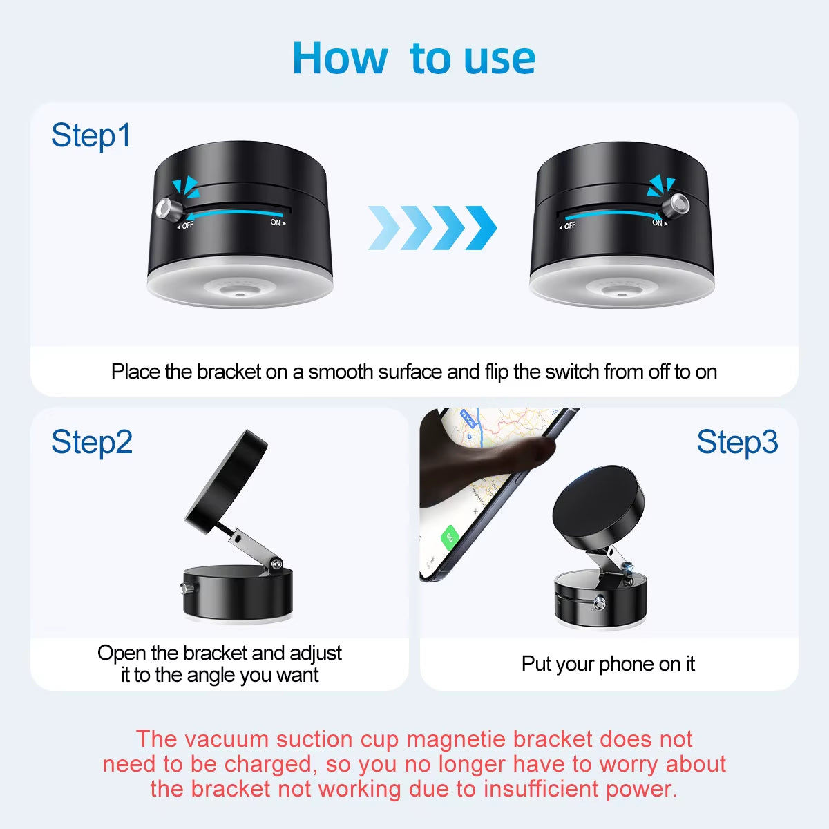 Fonken Vacuum Suction Magnetic Phone Holder with 360 Degree Rotation Handsfree Magnetic Foldable Phone Mount Mobile Phone Holder