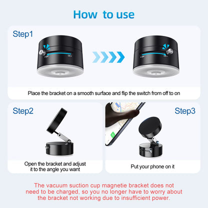 Fonken Vacuum Suction Magnetic Phone Holder with 360 Degree Rotation Handsfree Magnetic Foldable Phone Mount Mobile Phone Holder